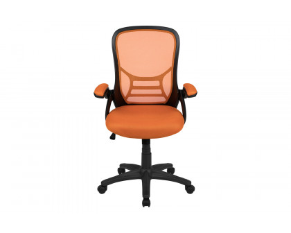 BLNK Porter High-Back Mesh Ergonomic Swivel Office Chair with Black Frame and Flip-up Arms - Orange