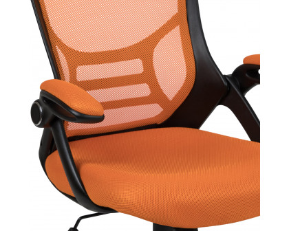 BLNK Porter High-Back Mesh Ergonomic Swivel Office Chair with Black Frame and Flip-up Arms - Orange