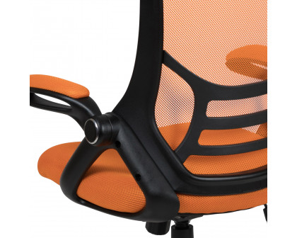 BLNK Porter High-Back Mesh Ergonomic Swivel Office Chair with Black Frame and Flip-up Arms - Orange