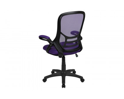 BLNK Porter High-Back Mesh Ergonomic Swivel Office Chair with Black Frame and Flip-up Arms - Purple