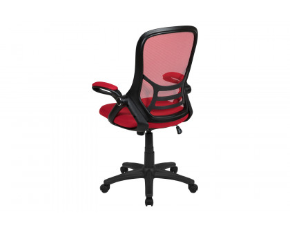 BLNK Porter High-Back Mesh Ergonomic Swivel Office Chair with Black Frame and Flip-up Arms - Red