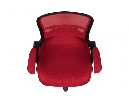 BLNK Porter High-Back Mesh Ergonomic Swivel Office Chair with Black Frame and Flip-up Arms - Red