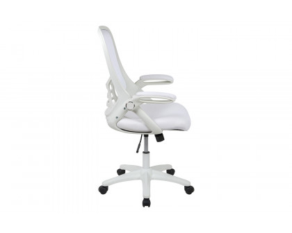 BLNK Porter High-Back Mesh Ergonomic Swivel Office Chair with White Frame and Flip-up Arms