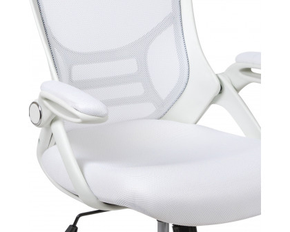 BLNK Porter High-Back Mesh Ergonomic Swivel Office Chair with White Frame and Flip-up Arms