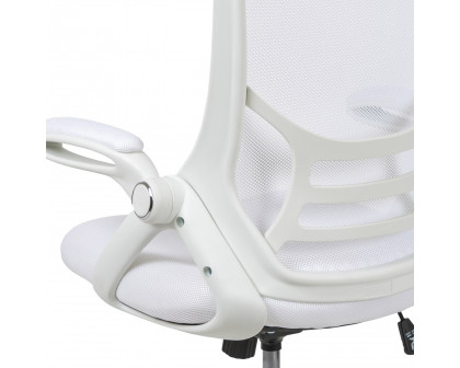 BLNK Porter High-Back Mesh Ergonomic Swivel Office Chair with White Frame and Flip-up Arms