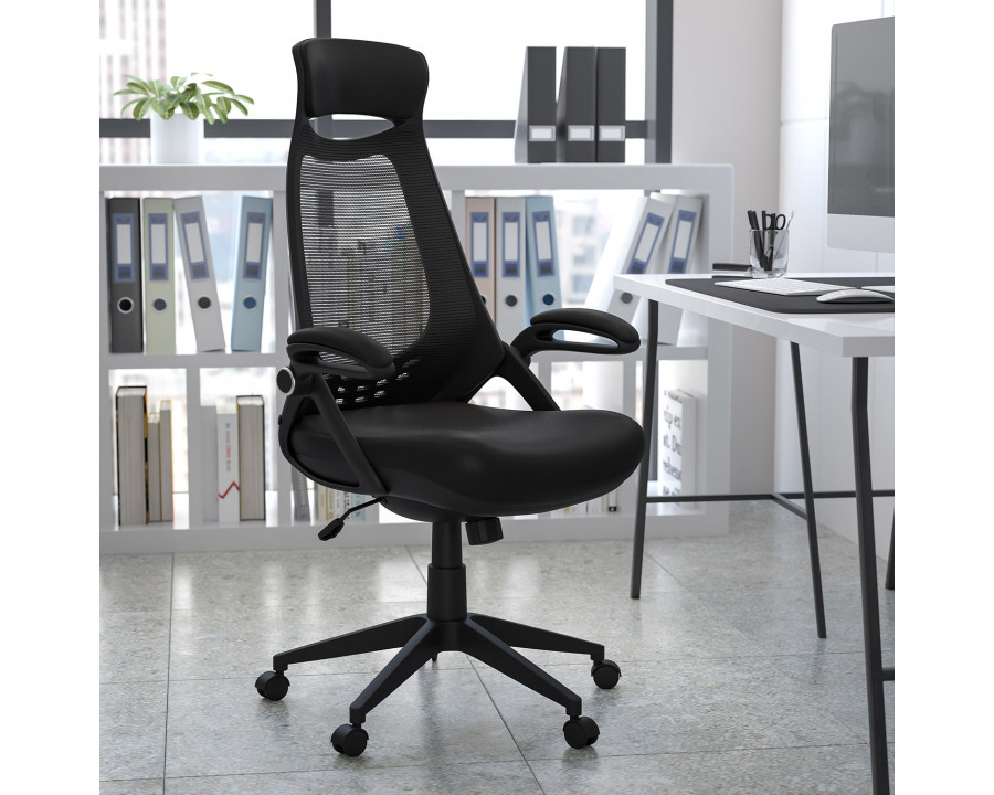 BLNK - Ivan High-Back Mesh Executive Swivel Office Chair with Flip-Up Arms