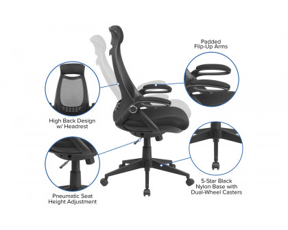 BLNK - Ivan High-Back Mesh Executive Swivel Office Chair with Flip-Up Arms