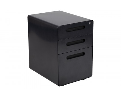 BLNK Wren Ergonomic 3-Drawer Mobile Locking Filing Cabinet with Anti-Tilt Mechanism and Letter-Legal Drawer - Black