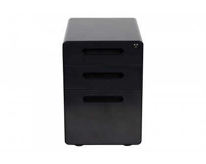 BLNK Wren Ergonomic 3-Drawer Mobile Locking Filing Cabinet with Anti-Tilt Mechanism and Letter-Legal Drawer - Black