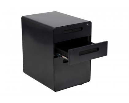 BLNK Wren Ergonomic 3-Drawer Mobile Locking Filing Cabinet with Anti-Tilt Mechanism and Letter-Legal Drawer - Black