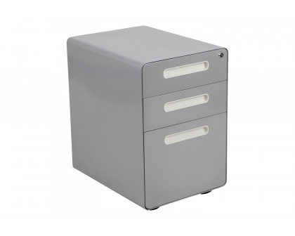 BLNK Wren Ergonomic 3-Drawer Mobile Locking Filing Cabinet with Anti-Tilt Mechanism and Letter-Legal Drawer - Gray