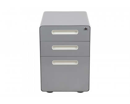 BLNK Wren Ergonomic 3-Drawer Mobile Locking Filing Cabinet with Anti-Tilt Mechanism and Letter-Legal Drawer - Gray