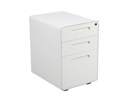 BLNK Wren Ergonomic 3-Drawer Mobile Locking Filing Cabinet with Anti-Tilt Mechanism and Letter-Legal Drawer - White