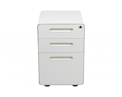 BLNK Wren Ergonomic 3-Drawer Mobile Locking Filing Cabinet with Anti-Tilt Mechanism and Letter-Legal Drawer - White