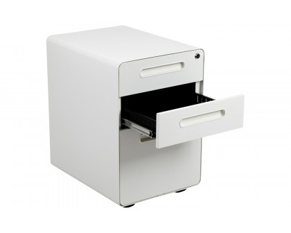 BLNK Wren Ergonomic 3-Drawer Mobile Locking Filing Cabinet with Anti-Tilt Mechanism and Letter-Legal Drawer - White