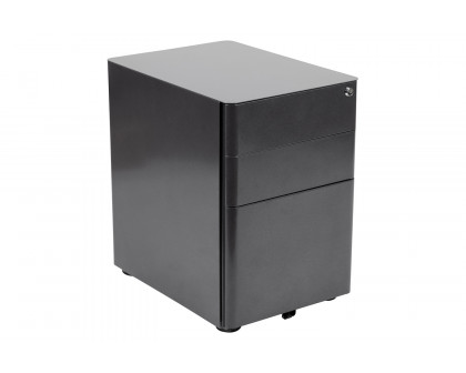 BLNK Warner 3-Drawer Mobile Locking Filing Cabinet with Anti-Tilt Mechanism and Letter-Legal Drawer - Black