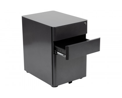 BLNK Warner 3-Drawer Mobile Locking Filing Cabinet with Anti-Tilt Mechanism and Letter-Legal Drawer - Black