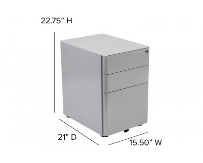 BLNK Warner 3-Drawer Mobile Locking Filing Cabinet with Anti-Tilt Mechanism and Letter-Legal Drawer - Gray