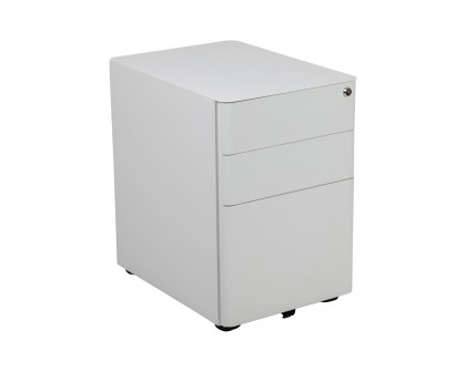 BLNK Warner 3-Drawer Mobile Locking Filing Cabinet with Anti-Tilt Mechanism and Letter-Legal Drawer - White