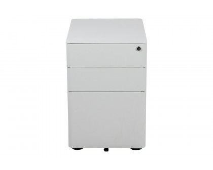 BLNK Warner 3-Drawer Mobile Locking Filing Cabinet with Anti-Tilt Mechanism and Letter-Legal Drawer - White