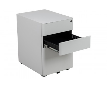 BLNK Warner 3-Drawer Mobile Locking Filing Cabinet with Anti-Tilt Mechanism and Letter-Legal Drawer - White