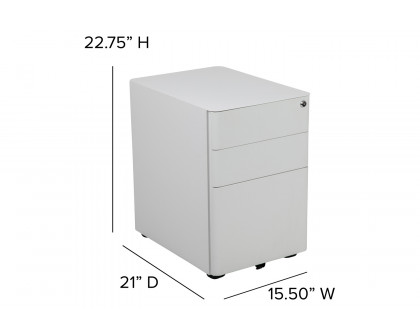 BLNK Warner 3-Drawer Mobile Locking Filing Cabinet with Anti-Tilt Mechanism and Letter-Legal Drawer - White