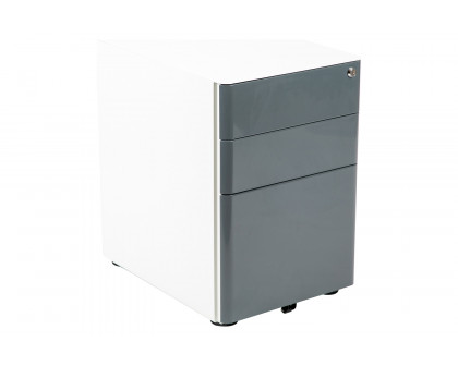 BLNK Warner 3-Drawer Mobile Locking Filing Cabinet with Anti-Tilt Mechanism and Letter-Legal Drawer - White/Charcoal