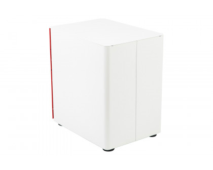 BLNK Warner 3-Drawer Mobile Locking Filing Cabinet with Anti-Tilt Mechanism and Letter-Legal Drawer - White/Red