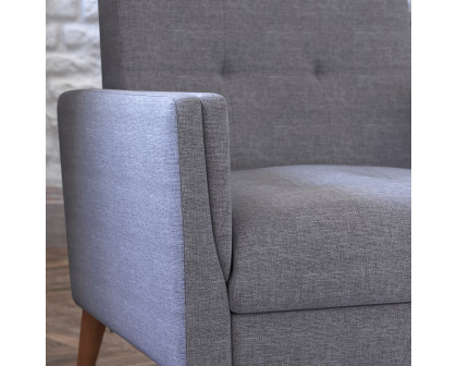 BLNK™ Conrad Commercial Mid-Century Modern Arm Chair with Tufted Faux Linen Upholstery and Solid Wood Legs - Slate Gray