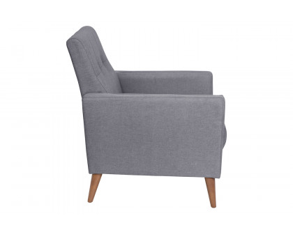 BLNK™ Conrad Commercial Mid-Century Modern Arm Chair with Tufted Faux Linen Upholstery and Solid Wood Legs - Slate Gray