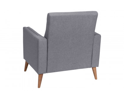 BLNK™ Conrad Commercial Mid-Century Modern Arm Chair with Tufted Faux Linen Upholstery and Solid Wood Legs - Slate Gray