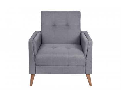 BLNK™ Conrad Commercial Mid-Century Modern Arm Chair with Tufted Faux Linen Upholstery and Solid Wood Legs - Slate Gray