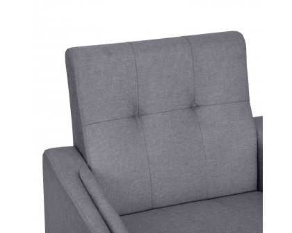 BLNK™ Conrad Commercial Mid-Century Modern Arm Chair with Tufted Faux Linen Upholstery and Solid Wood Legs - Slate Gray