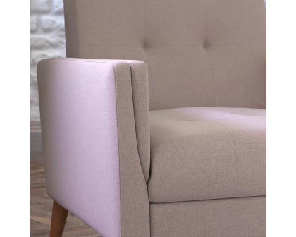 BLNK™ Conrad Commercial Mid-Century Modern Arm Chair with Tufted Faux Linen Upholstery and Solid Wood Legs - Taupe