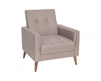 BLNK™ Conrad Commercial Mid-Century Modern Arm Chair with Tufted Faux Linen Upholstery and Solid Wood Legs - Taupe