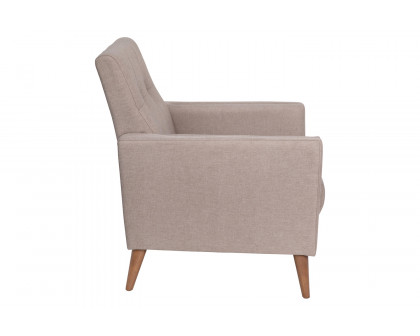 BLNK™ Conrad Commercial Mid-Century Modern Arm Chair with Tufted Faux Linen Upholstery and Solid Wood Legs - Taupe