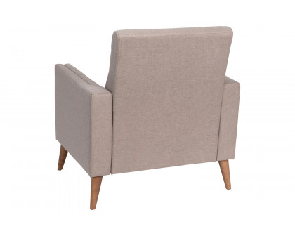 BLNK™ Conrad Commercial Mid-Century Modern Arm Chair with Tufted Faux Linen Upholstery and Solid Wood Legs - Taupe