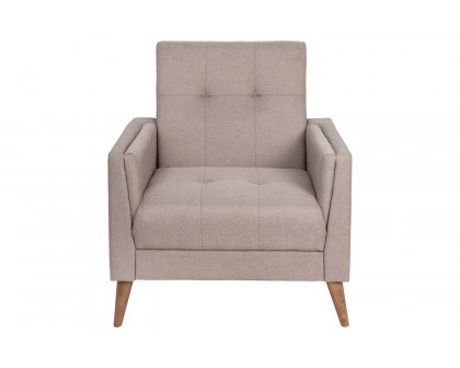 BLNK™ Conrad Commercial Mid-Century Modern Arm Chair with Tufted Faux Linen Upholstery and Solid Wood Legs - Taupe