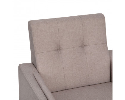 BLNK™ Conrad Commercial Mid-Century Modern Arm Chair with Tufted Faux Linen Upholstery and Solid Wood Legs - Taupe