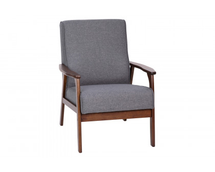 BLNK™ - Langston Commercial Faux Linen Upholstered Mid Century Modern Arm Chair with Walnut Finished Wooden Frame and Arms