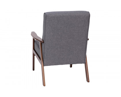 BLNK™ - Langston Commercial Faux Linen Upholstered Mid Century Modern Arm Chair with Walnut Finished Wooden Frame and Arms