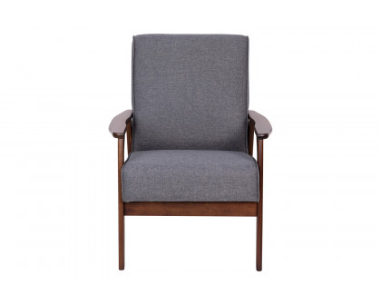 BLNK™ - Langston Commercial Faux Linen Upholstered Mid Century Modern Arm Chair with Walnut Finished Wooden Frame and Arms