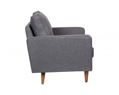 BLNK™ Hudson Commercial Mid-Century Modern Arm Chair with Tufted Faux Linen Upholstery and Solid Wood Legs - Dark Gray