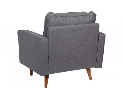 BLNK™ Hudson Commercial Mid-Century Modern Arm Chair with Tufted Faux Linen Upholstery and Solid Wood Legs - Dark Gray