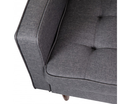 BLNK™ Hudson Commercial Mid-Century Modern Arm Chair with Tufted Faux Linen Upholstery and Solid Wood Legs - Dark Gray