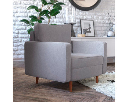 BLNK™ Hudson Commercial Mid-Century Modern Arm Chair with Tufted Faux Linen Upholstery and Solid Wood Legs - Slate Gray