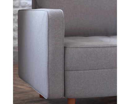 BLNK™ Hudson Commercial Mid-Century Modern Arm Chair with Tufted Faux Linen Upholstery and Solid Wood Legs - Slate Gray