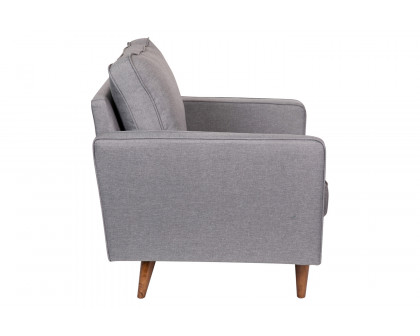 BLNK™ Hudson Commercial Mid-Century Modern Arm Chair with Tufted Faux Linen Upholstery and Solid Wood Legs - Slate Gray