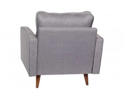 BLNK™ Hudson Commercial Mid-Century Modern Arm Chair with Tufted Faux Linen Upholstery and Solid Wood Legs - Slate Gray