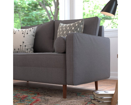 BLNK™ Hudson Mid-Century Modern Loveseat Sofa with Tufted Faux Linen Upholstery and Solid Wood Legs - Slate Gray